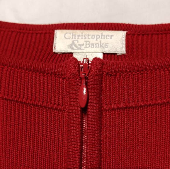 Christopher & Banks EUC Women's Zipper Cardigan, Size Large, Red - Picture 3 of 8
